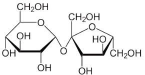 Sakkaroz yani bildiğimiz şeker molekülünün temsili resmi